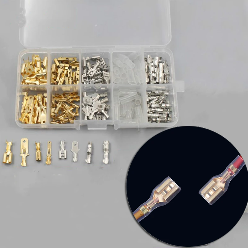 150pcs 6.3MM 2.8MM 4.8MM 4.0MM Male Female Car Spade Connector Splice Crimp Wire Terminals for Motorcycle Bike Car
150pcs 6.3MM 2.8MM 4.8MM 4.0MM Male Female Car Spade Connector Splice Crimp Wire Terminals for Motorcycle Bike Car