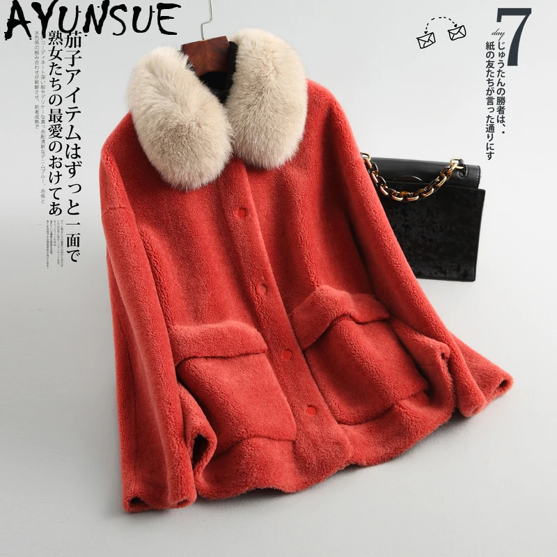 AYUNSUE Short Real Fur Coat Women Fox Fur Collar Sheep Shearing Wool Fur Jacket Korean Plus Size Abrigo Mujer 2019 Y808 KJ2401
AYUNSUE Short Real Fur Coat Women Fox Fur Collar Sheep Shearing Wool Fur Jacket Korean Plus Size Abrigo Mujer 2019 Y808 KJ2401