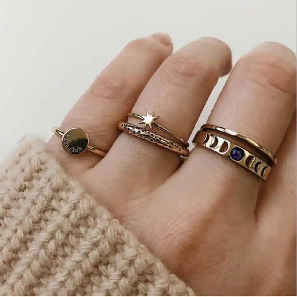 Free Fan 5Pcs/Set Antique Star Moon Rings Set For Women Retro Gold Rings Female Party Wedding Gift Jewelry Accessories
Free Fan 5Pcs/Set Antique Star Moon Rings Set For Women Retro Gold Rings Female Party Wedding Gift Jewelry Accessories