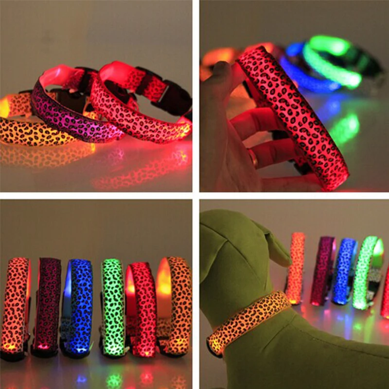Pet Dog LED Glow Collar Leopard Nylon Night Safety Collar Flash Light Necklace For dog Drop Shipping
Pet Dog LED Glow Collar Leopard Nylon Night Safety Collar Flash Light Necklace For dog Drop Shipping