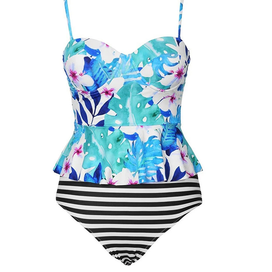 2018 New Style Swimsuit Women Push Up Bathing Suit sexy High Waist Swimwear Ruffled Swimming Suits Brazilian Beach Wear XL girl