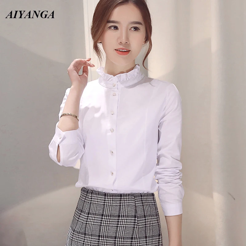 New OL White Shirts Women 2019 Spring Long Sleeve Blouses Female Stand Slim Office Lady Blouse Elegant Business Attire Tops
New OL White Shirts Women 2019 Spring Long Sleeve Blouses Female Stand Slim Office Lady Blouse Elegant Business Attire Tops