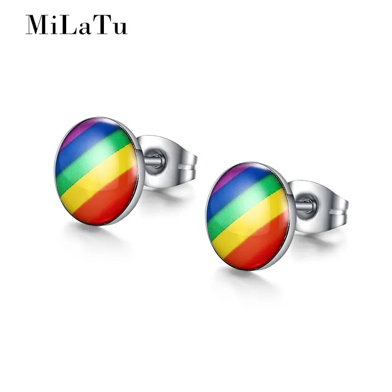 MiLaTu Brand Rainbow Stud Earrings Stainless Steel Gay & Lesbian Pride Earrings ID LGBT Jewelry E098G
MiLaTu Brand Rainbow Stud Earrings Stainless Steel Gay & Lesbian Pride Earrings ID LGBT Jewelry E098G