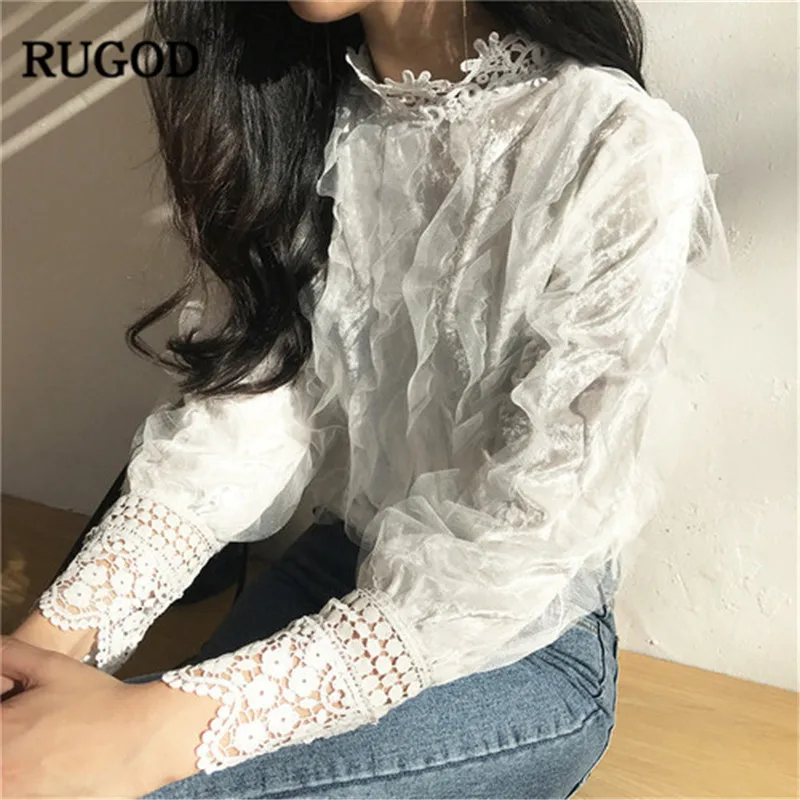 RUGOD Elegant Lace mesh hollow out women shirts 2019 spring office wear long sleeve white shirts female perspective tops blouses
RUGOD Elegant Lace mesh hollow out women shirts 2019 spring office wear long sleeve white shirts female perspective tops blouses