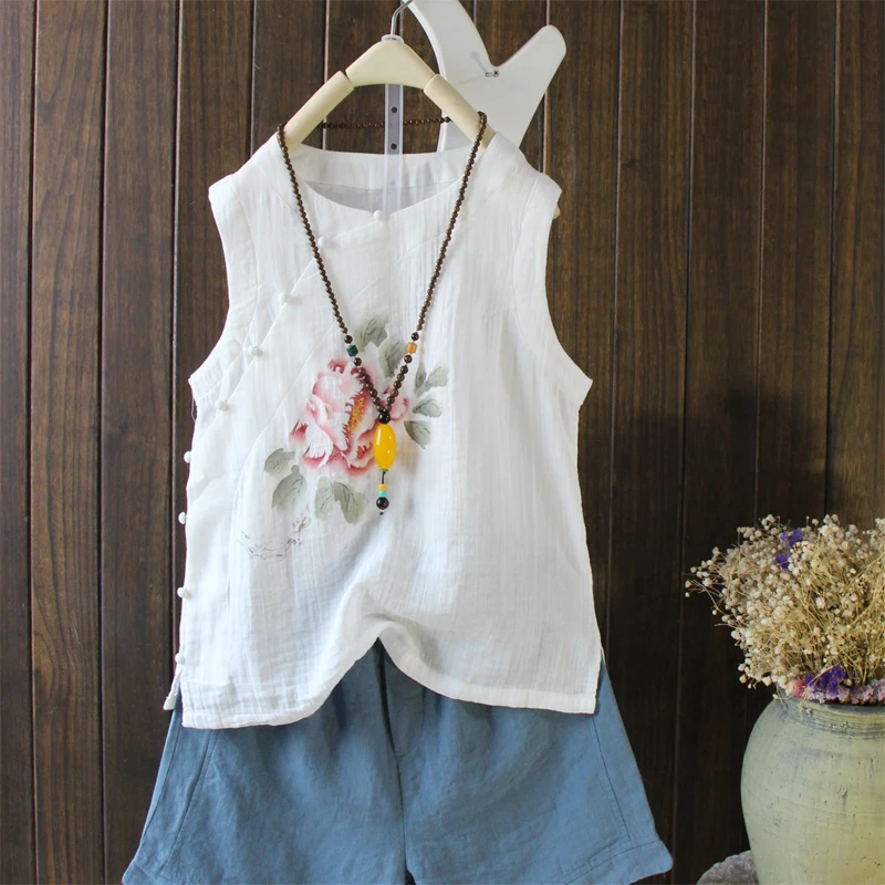 Original Chinese Style Floral Printed Shirt Woman Loose Summer Casual Sleeveless Tops Femme 2018 New Vintage Cotton Linen Blouse
Original Chinese Style Floral Printed Shirt Woman Loose Summer Casual Sleeveless Tops Femme 2018 New Vintage Cotton Linen Blouse
