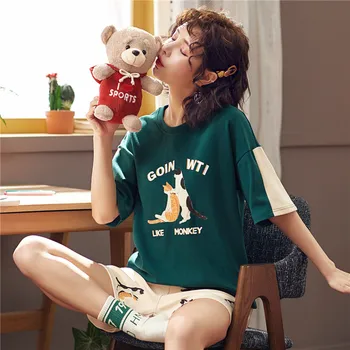 New pajamas women summer Korean short-sleeved shorts loose cotton girl cute casual home service suit
New pajamas women summer Korean short-sleeved shorts loose cotton girl cute casual home service suit