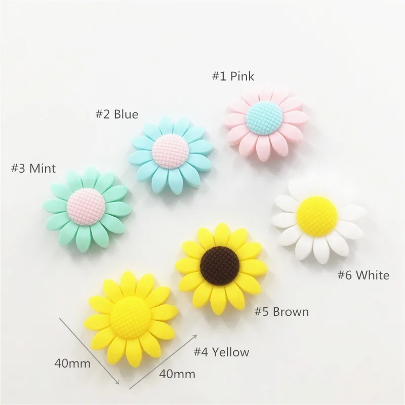 Chenkai 50pcs BPA Free Silicone Sun Flower Teether Beads DIY Baby Shower Teething Necklace Montessori Sensory Toy Accessories
Chenkai 50pcs BPA Free Silicone Sun Flower Teether Beads DIY Baby Shower Teething Necklace Montessori Sensory Toy Accessories