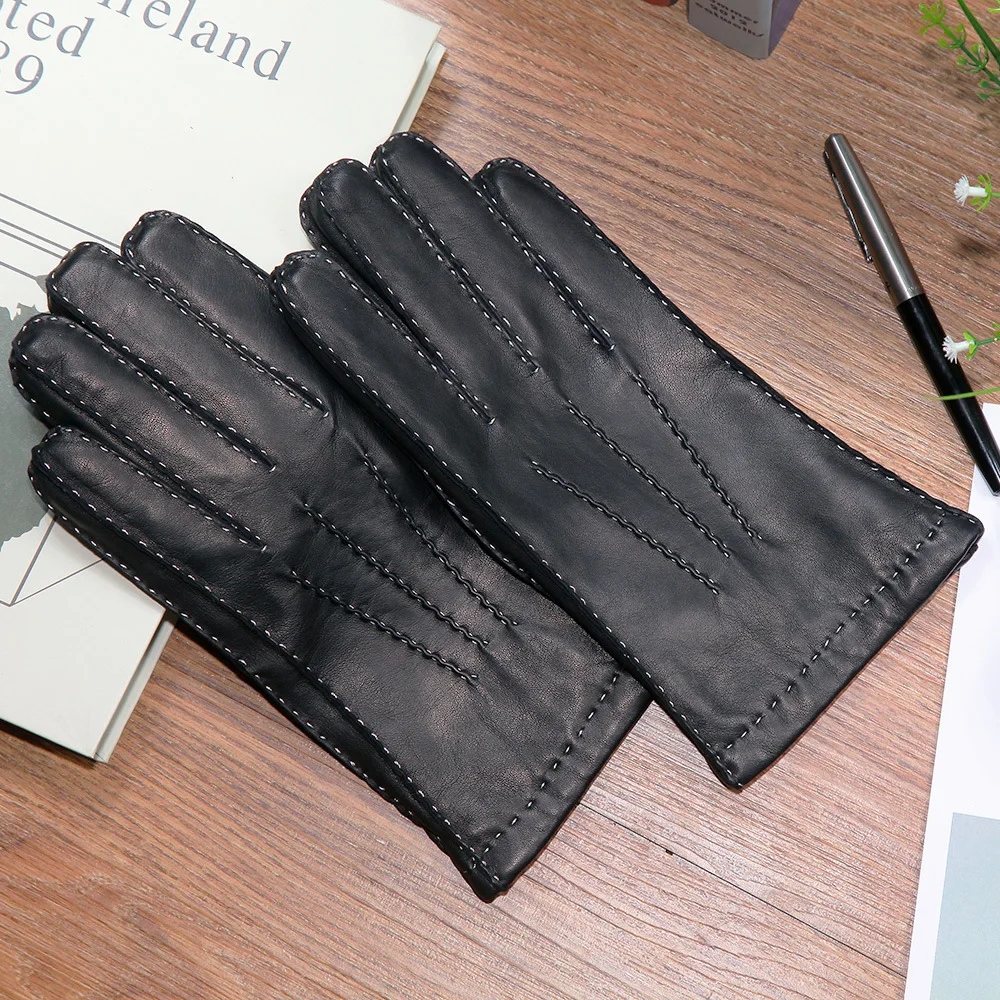Genuine Leather Gloves Male Hand Made Sheepskin Gloves High Quality Fashion Black Simple Man's Driving Gloves DQ212
Genuine Leather Gloves Male Hand Made Sheepskin Gloves High Quality Fashion Black Simple Man's Driving Gloves DQ212