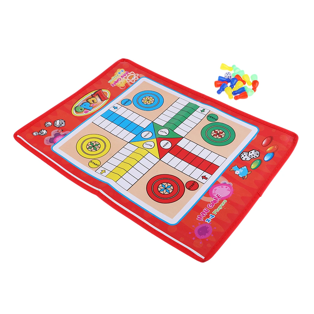 Portable Kids Ludo Chess Game Family Children Board Game for 2 to 4 Players Outdoor Indoor Park Party Travelling