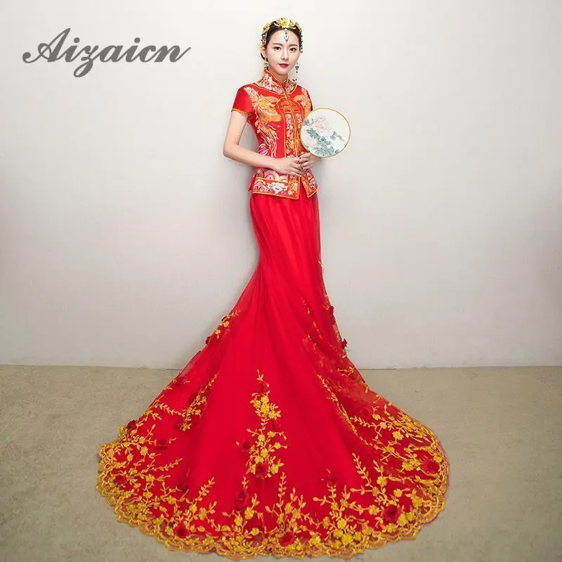 Traditional Chinese Wedding Dress Qipao National Costume Women Princess Dress Overseas Oriental Style Dresses Bride Cheongsam
Traditional Chinese Wedding Dress Qipao National Costume Women Princess Dress Overseas Oriental Style Dresses Bride Cheongsam