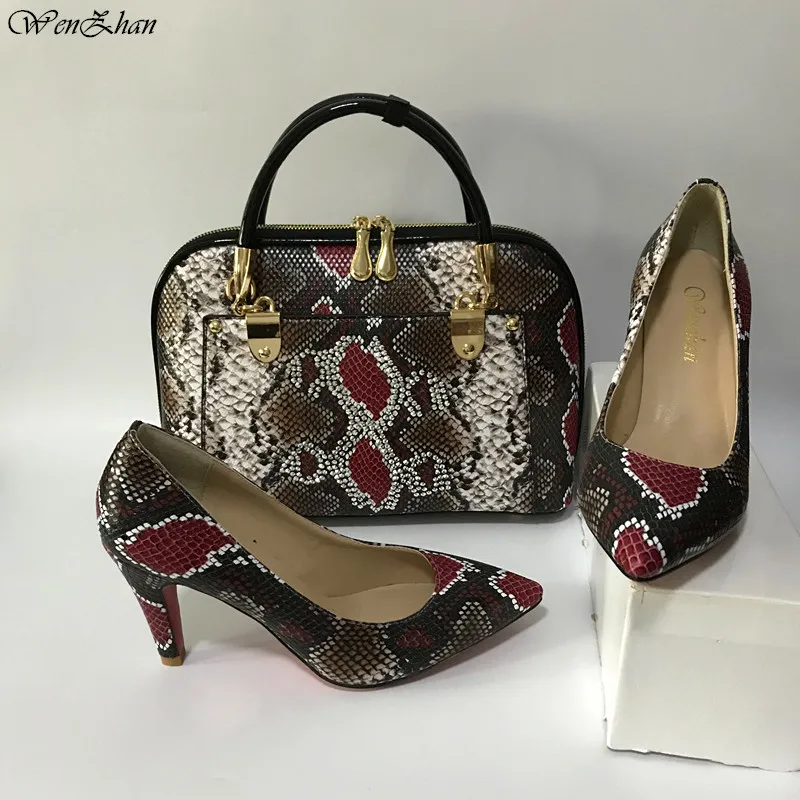 Brilliant Snake Leather Soft Shoes With Matching Women HandBag Pumps Sets Hottest different heels shoes&sac WENZHAN 36-43 A96-20
Brilliant Snake Leather Soft Shoes With Matching Women HandBag Pumps Sets Hottest different heels shoes&sac WENZHAN 36-43 A96-20