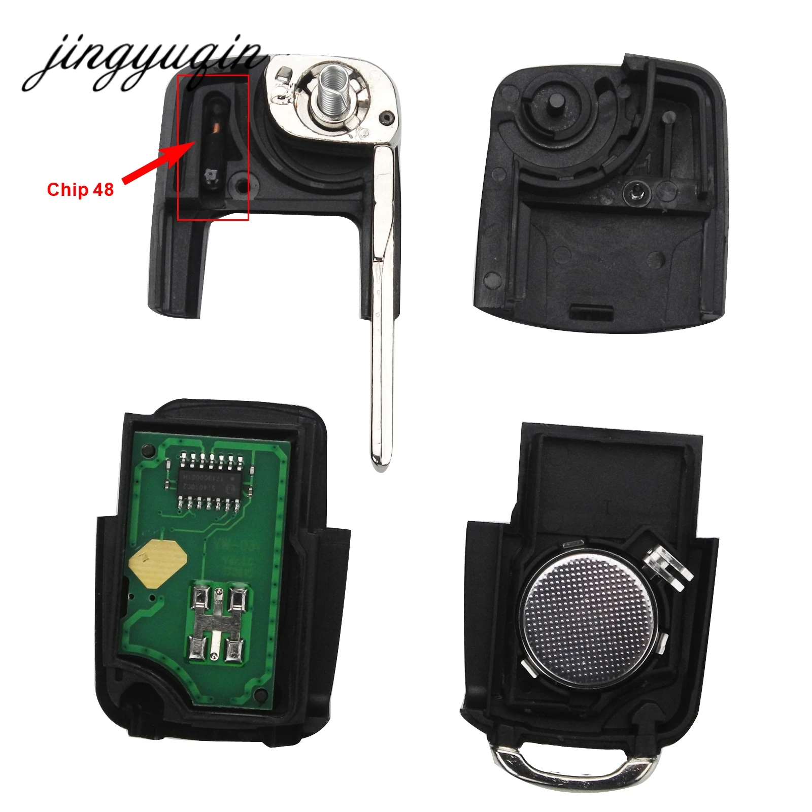 Пульт дистанционного управления jingyuqin с 2 кнопками брелок чипом 434 МГц ID48 для VW Beetle