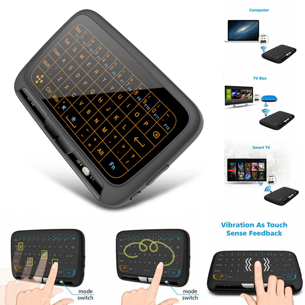 

H18 Plus 2.4GHz Wireless Mini Keyboard Touchpad With backlight Function Air Mouse Game Keyboards with Backlit For Smart TV PS3