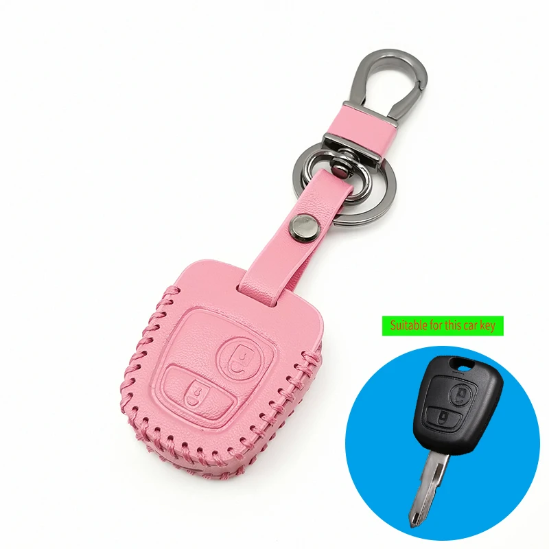 Фото Высококачественный чехол для автомобильных ключей из 100% натуральной кожи Peugeot 206