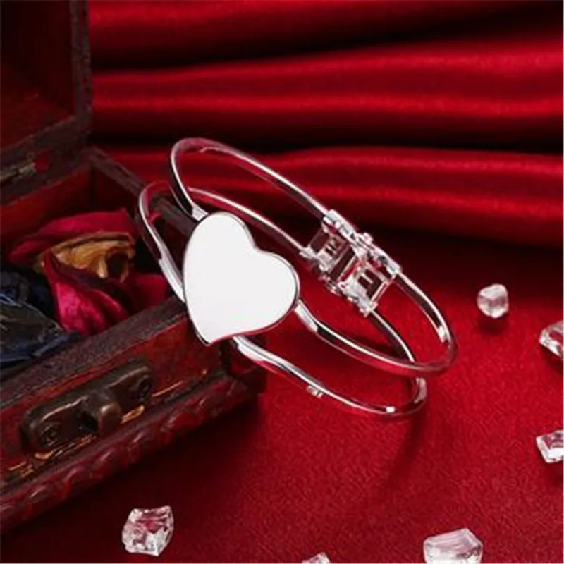 Silver Color Bracelet for Women with Genuine Silver Color Heart Charm Bracelets Party Jewelry
Silver Color Bracelet for Women with Genuine Silver Color Heart Charm Bracelets Party Jewelry