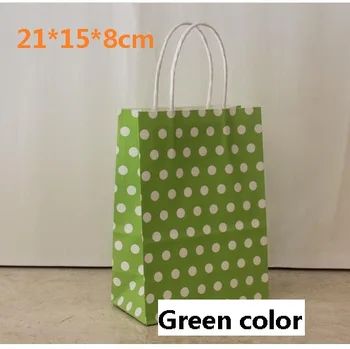 40PCS/Lot 21*15*8cm Small Green color white Polka Dot kraft paper gift bag with handles for Gifts Shops Wedding Party Christmas
40PCS/Lot 21*15*8cm Small Green color white Polka Dot kraft paper gift bag with handles for Gifts Shops Wedding Party Christmas