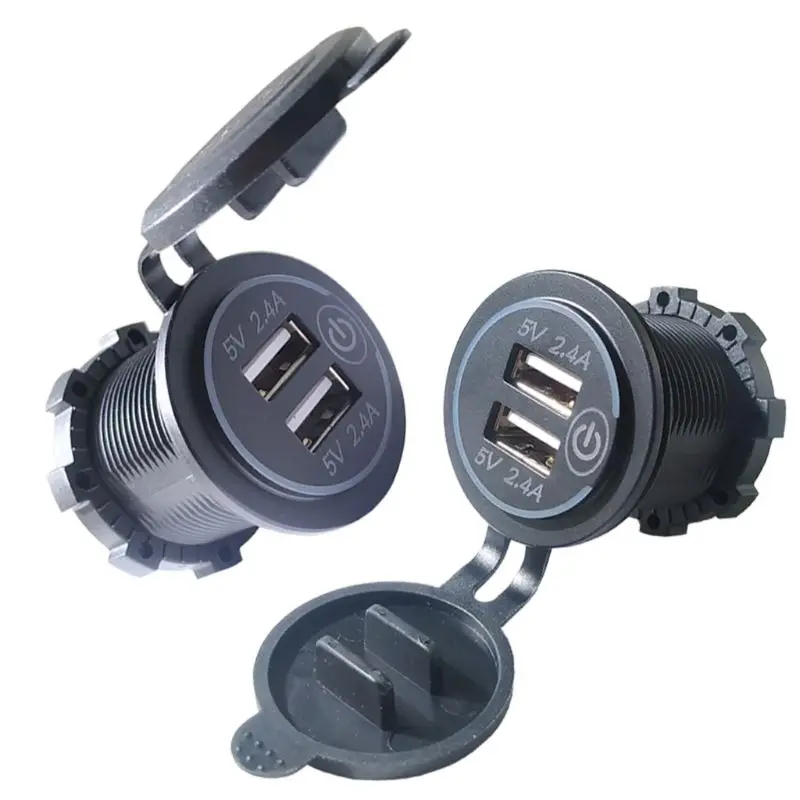 Waterproof 2.4A Dual USB Charger Socket Power Outlet with Touch LED Light for Car Marine Boat Motorcycle Truck Mobile Phone GPS
Waterproof 2.4A Dual USB Charger Socket Power Outlet with Touch LED Light for Car Marine Boat Motorcycle Truck Mobile Phone GPS