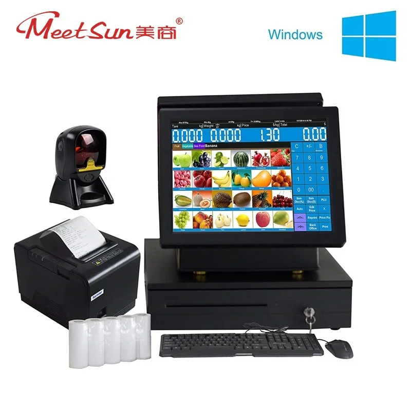 Meetsun MS-808DS2 Double Side 15'' TFT LCD Touch Screen Monitor POS System Cash Register & 80mm Printer ,Cash box, 2D Scanner
Meetsun MS-808DS2 Double Side 15'' TFT LCD Touch Screen Monitor POS System Cash Register & 80mm Printer ,Cash box, 2D Scanner