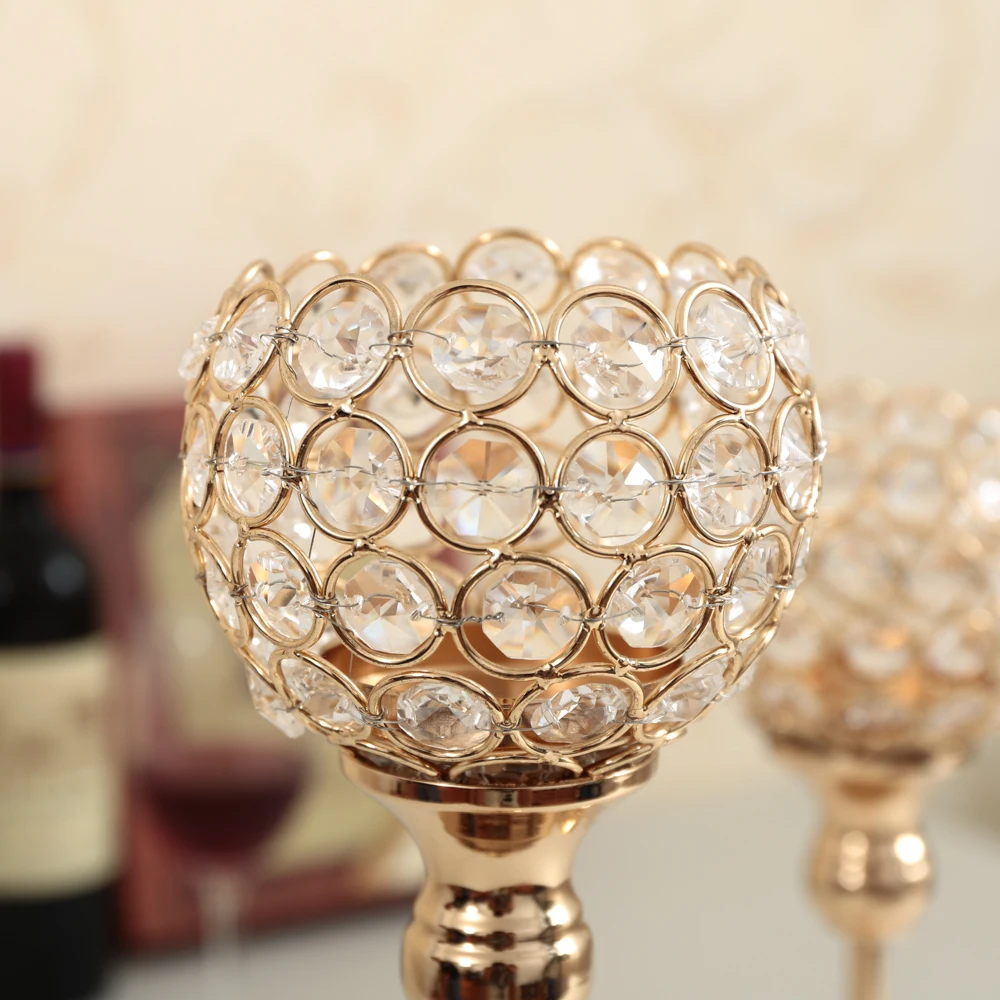 Tall Crystal Candle Holder Metal Silver Candlestick Home Decor Table Centerpieces Candelabra