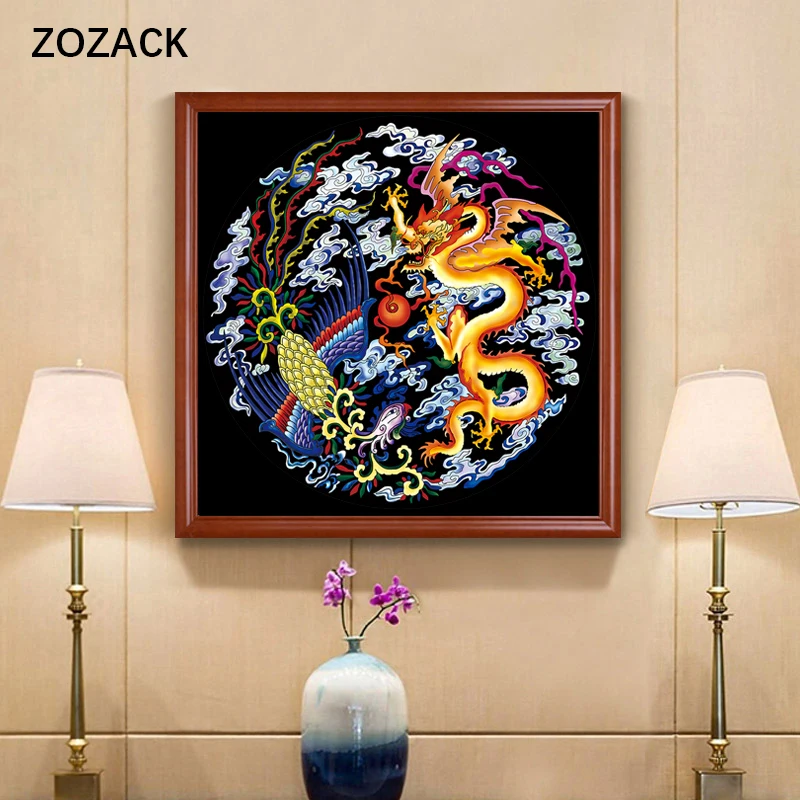 Phoenix and Dragon Round Cross Stitch Embroidery Kits 11CT Silk/Cotton Thread Painting DIY Needlework DMC Home Decor
Phoenix and Dragon Round Cross Stitch Embroidery Kits 11CT Silk/Cotton Thread Painting DIY Needlework DMC Home Decor