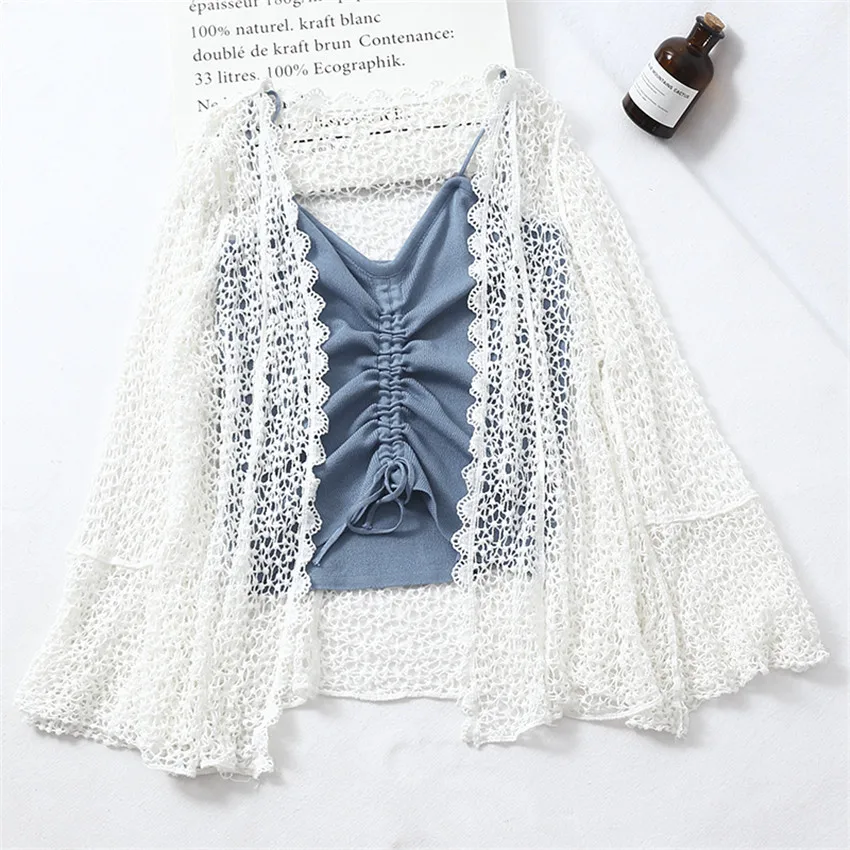 Gowyimmes New Summer Two Piece Women Long Sleeve Lace Blouse + Vest All-match Short Shirt Sun Protection Coat Beach Capes PD432
Gowyimmes New Summer Two Piece Women Long Sleeve Lace Blouse + Vest All-match Short Shirt Sun Protection Coat Beach Capes PD432