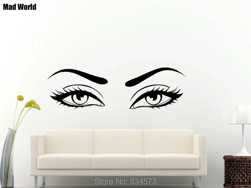 Image Sexy Eyes Wow Modern Beauty Salon Wall Art Sticker Decal DIY Home Decoration Decor Wall Mural Removable Room Sticker 150X45cm