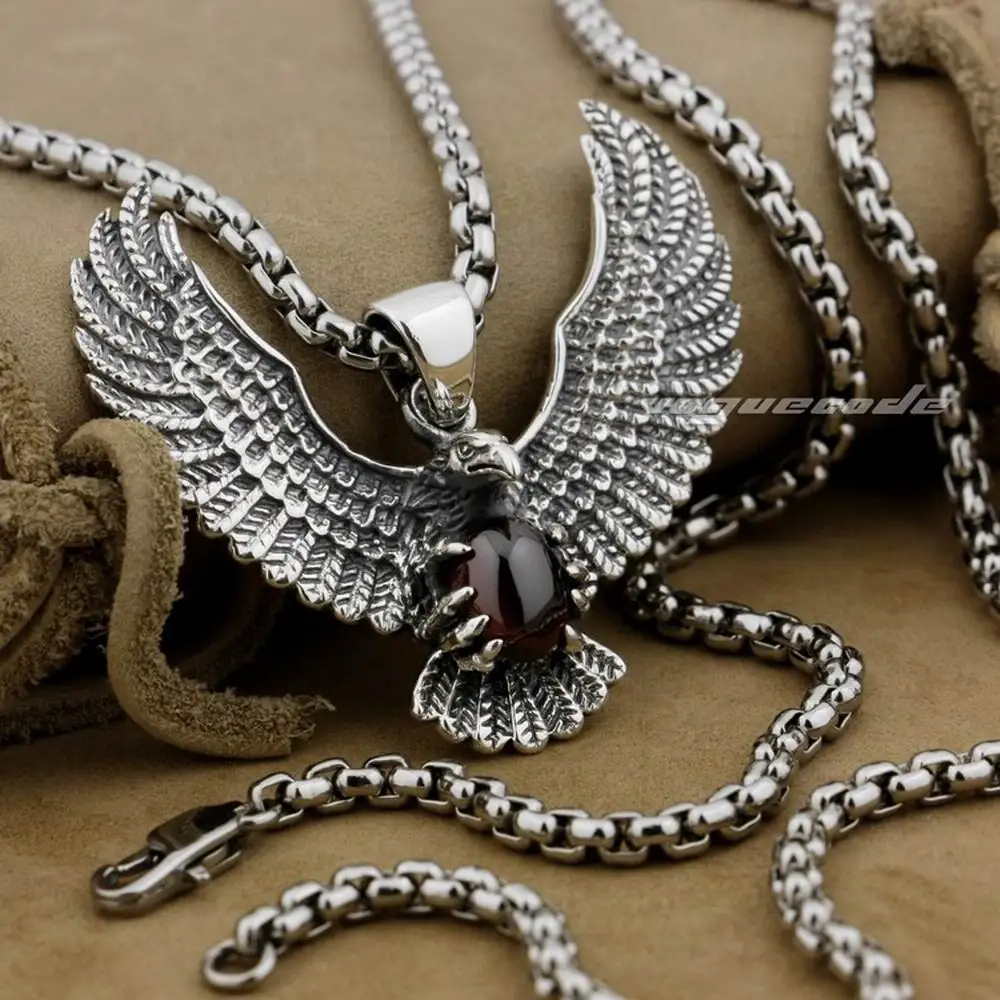 Eagle Holding Red CZ Stone 925 Sterling Silver Fashion Pendant 9L003 Stainless Steel Necklace 24inches
Eagle Holding Red CZ Stone 925 Sterling Silver Fashion Pendant 9L003 Stainless Steel Necklace 24inches