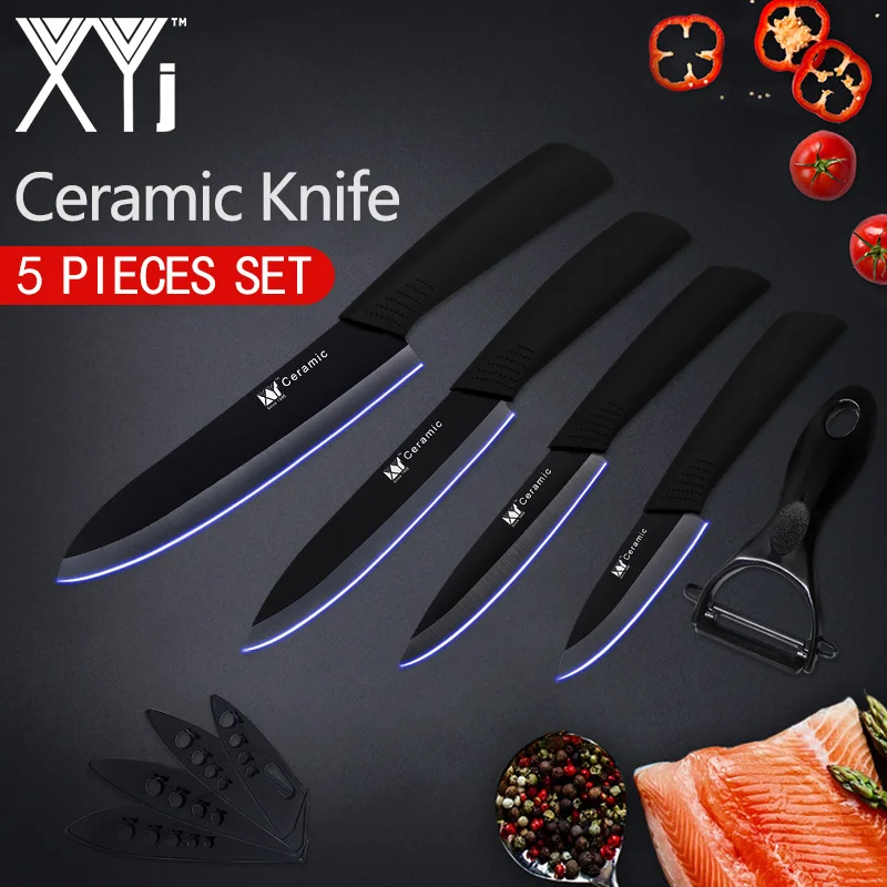 

XYj Kitchen Knives Ceramic Knife 3" 4" 5" 6" Zirconia Japanese Knife Peeler Black White Paring Fruit Ceramic Cooking Knives Set