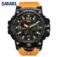 SMAEL watch in dual display watches men waterproof led sports relogio masculino S SHOCK Orange Sport digital military watch 1545 image