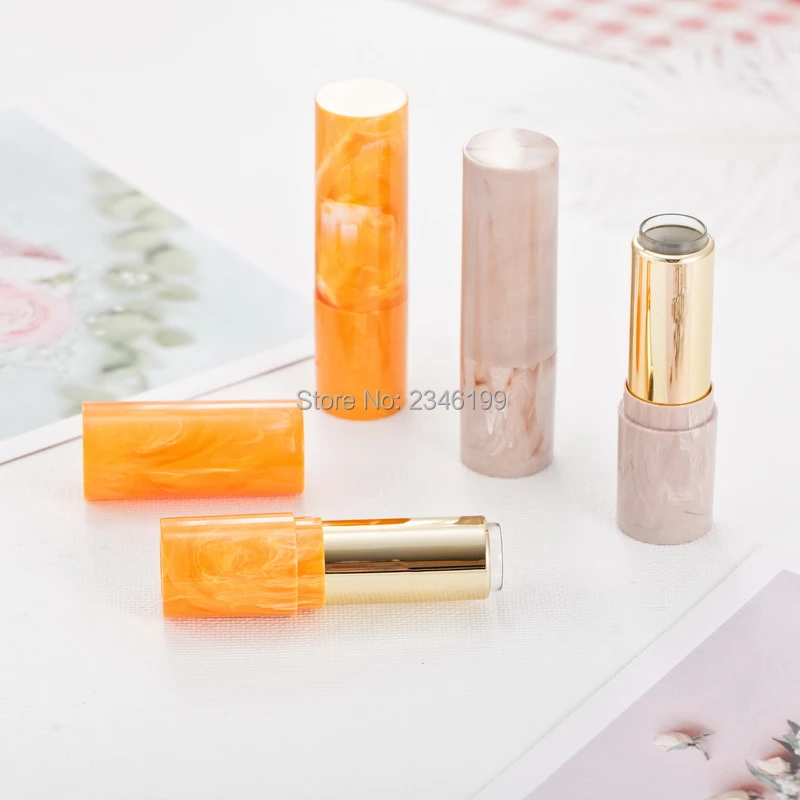 Empty Lipstick Tube 12.1 Irregular Marbling Lip Balm Tube Yellow Erose Jade Pattern Lipstick Container Empty Lip Balm Tube (4)