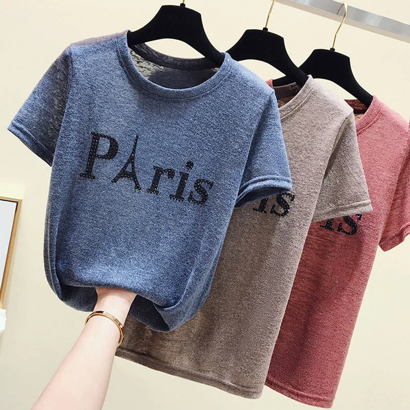 GGRIGHT Silver Shiny Lurex Diamonds T Shirts Women 2019 Summer Slim Sexy O-Neck Short Sleeve T shirt Woman Letter Tees Harajuku
GGRIGHT Silver Shiny Lurex Diamonds T Shirts Women 2019 Summer Slim Sexy O-Neck Short Sleeve T shirt Woman Letter Tees Harajuku