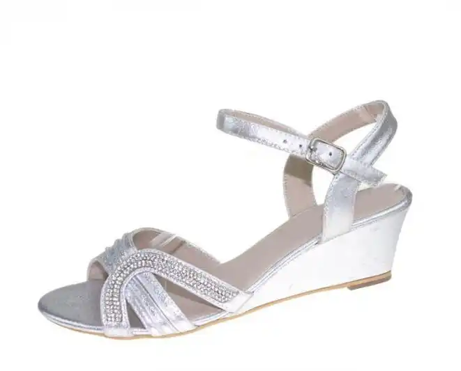 silver dress wedges
