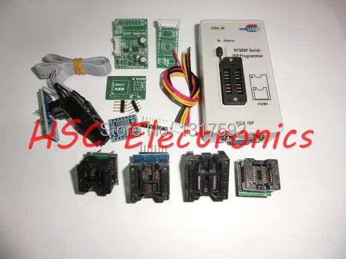 2016 новейший RT809F LCD ISP программатор с 7 адаптерами + плата ICSP/кабель тестовый зажим