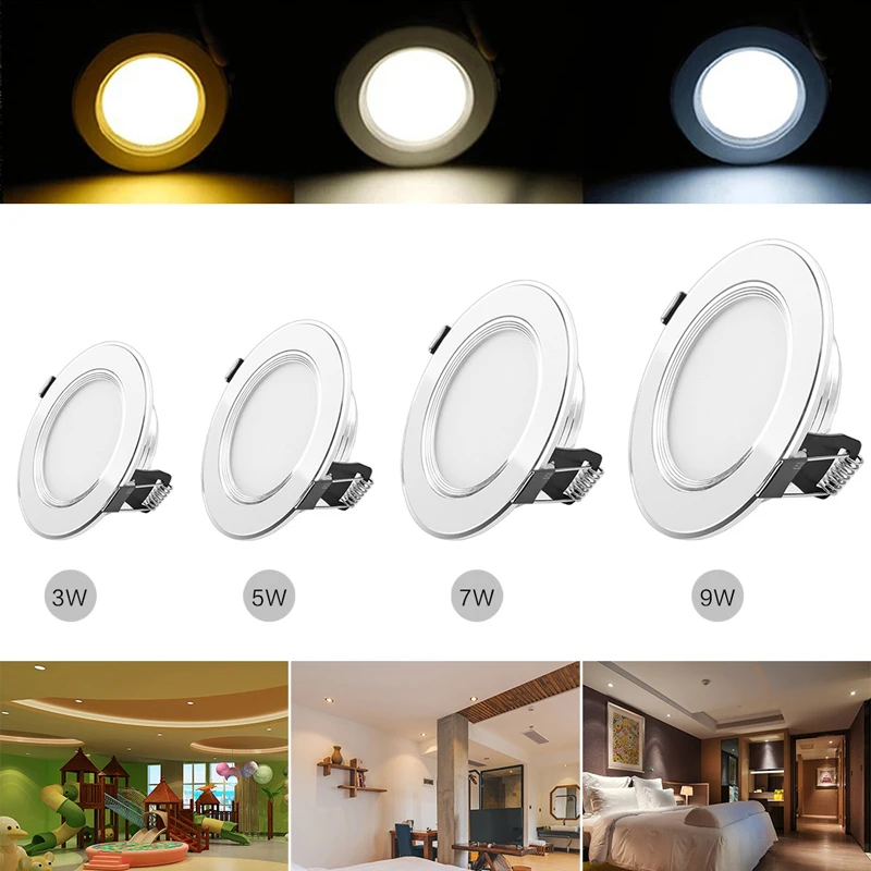 Dimmable 3W 5W 7 W 9W 3-Color LED Panel Down Light Recessed Ceiling Light Spotlight AC 100-245V Led Light for Home Lamps
Dimmable 3W 5W 7 W 9W 3-Color LED Panel Down Light Recessed Ceiling Light Spotlight AC 100-245V Led Light for Home Lamps