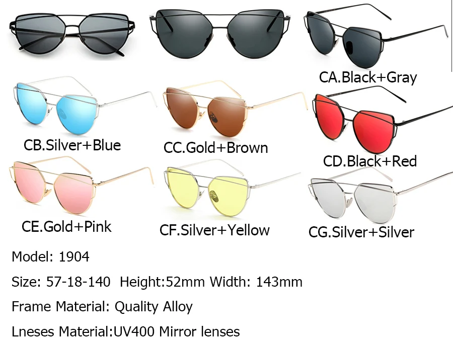 different models of sunglasses