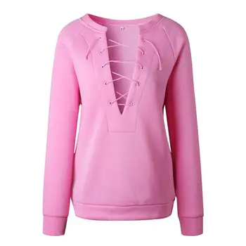 Hot Sale Spring Autumn Fashionable Hoodies Women Sweatshirts Sexy Bandage Deep V-neck Pullovers Female Solid Casual Hoodies 7472
Hot Sale Spring Autumn Fashionable Hoodies Women Sweatshirts Sexy Bandage Deep V-neck Pullovers Female Solid Casual Hoodies 7472
