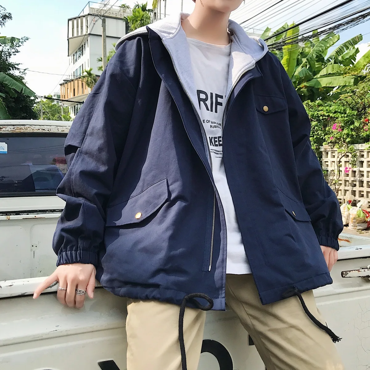 Fashion Casual Men's Jacket Autumn And Winter New M-2XL Hooded Stitching Loose Shirt Coat Blue Personality Youth Popular
Fashion Casual Men's Jacket Autumn And Winter New M-2XL Hooded Stitching Loose Shirt Coat Blue Personality Youth Popular
