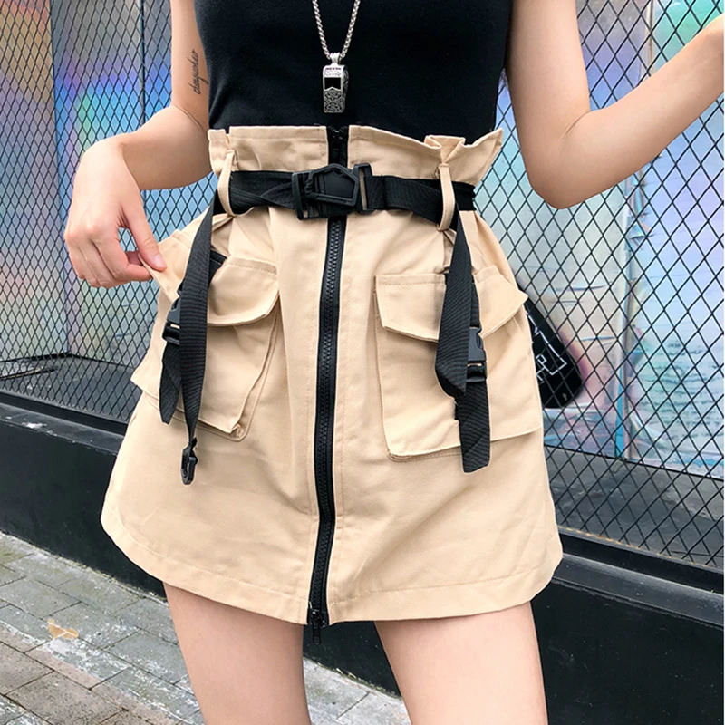 Punk Style High Waist Cargo Skirt Women 2019 Vintage Summer Big Pocket Zipper Fly Saia Sexy A-line Mini Skirts jupe femme
Punk Style High Waist Cargo Skirt Women 2019 Vintage Summer Big Pocket Zipper Fly Saia Sexy A-line Mini Skirts jupe femme