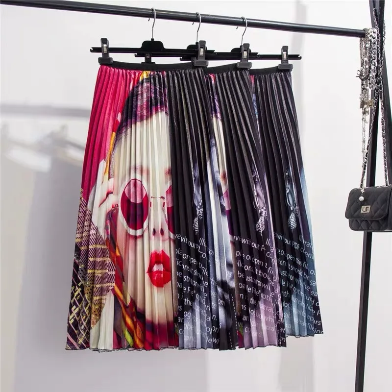 2019 Spring Summer New-Coming Europen Printing Patchwork Pattern High Elasticity Pleated High Street Style Women Skirts
2019 Spring Summer New-Coming Europen Printing Patchwork Pattern High Elasticity Pleated High Street Style Women Skirts