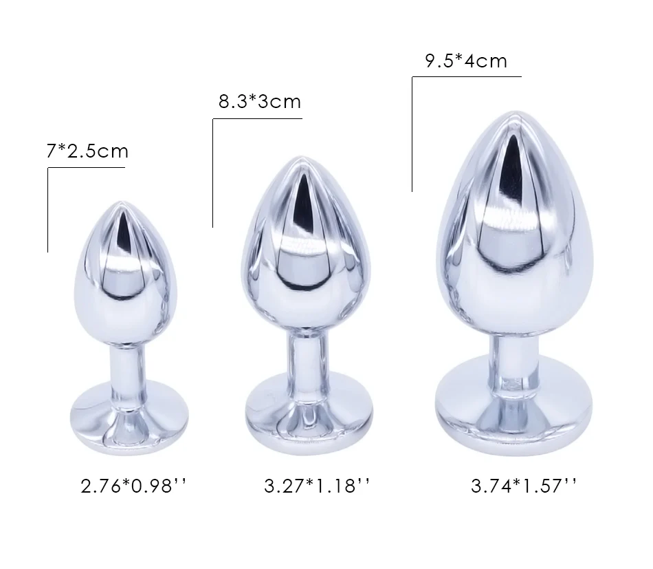 3PCS/Set Stainless Steel Metal Crystal Jewelry Anal Plug