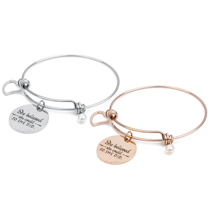 1pc/lot Personalised Engrave Logo Believe Yourself Simple Style Disc Charm With Pearl Beads Heart Bangle Stainless Steel Bangle 
1pc/lot Personalised Engrave Logo Believe Yourself Simple Style Disc Charm With Pearl Beads Heart Bangle Stainless Steel Bangle