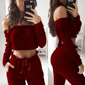 Slash Neck Women Crop Top Blouse Long Sleeve Red Off Shoulder Shirt Pants Leggings Trouser Outfit
Slash Neck Women Crop Top Blouse Long Sleeve Red Off Shoulder Shirt Pants Leggings Trouser Outfit