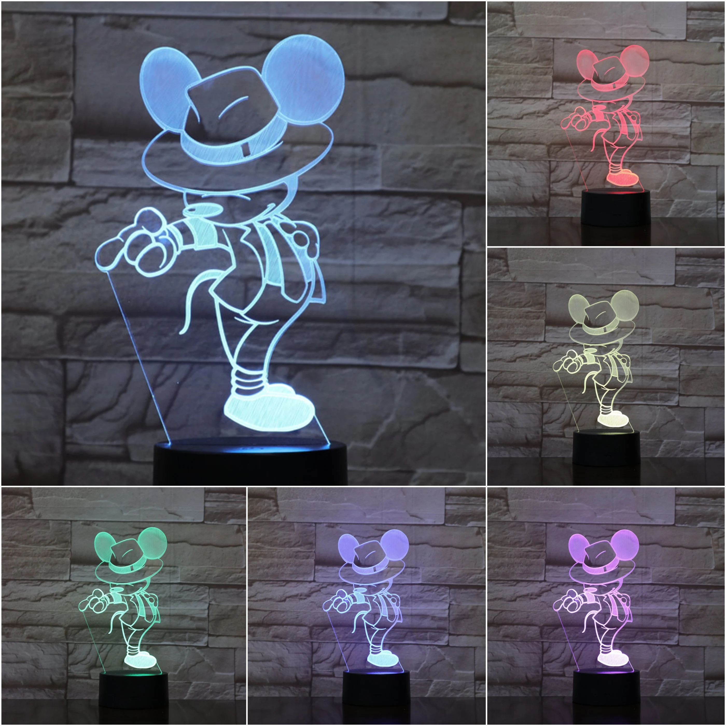 Mickey Mouse Figure USB 3D LED Night Light Children Kids Gift Baby Nightlight Dance action Michael Jackson Table Lamp Bedroom
Mickey Mouse Figure USB 3D LED Night Light Children Kids Gift Baby Nightlight Dance action Michael Jackson Table Lamp Bedroom