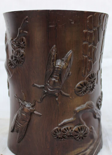 JP S0608 Folk Chinese Wood Wooden Handwork Carved Cicada Tree Brush Pot Pen Container
JP S0608 Folk Chinese Wood Wooden Handwork Carved Cicada Tree Brush Pot Pen Container