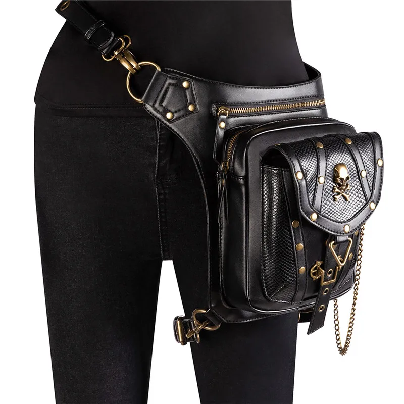New 2019 European and American Steampunk Shoulder Bag PU Leather Skull Rivets Waist Bag Chain Belt Bag Punk Vintage Chest Bag
New 2019 European and American Steampunk Shoulder Bag PU Leather Skull Rivets Waist Bag Chain Belt Bag Punk Vintage Chest Bag