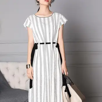 Women Vintage Striped A-line Party Dress Short Sleeve O-Neck Casual Dress 2019 Summer Women Dress 
Women Vintage Striped A-line Party Dress Short Sleeve O-Neck Casual Dress 2019 Summer Women Dress