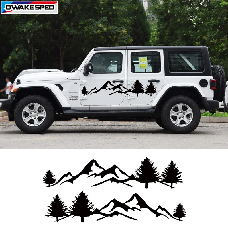 2Pcs//Set Mountain Styling Truck RV SUV Body Sides Vinyl Graphic Decal Stickers