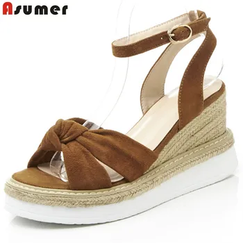 ASUMER black platform wedges shoes woman 2020 summer new sandals women buckle elegant bowknot suede leather high heels shoes
ASUMER black platform wedges shoes woman 2020 summer new sandals women buckle elegant bowknot suede leather high heels shoes
