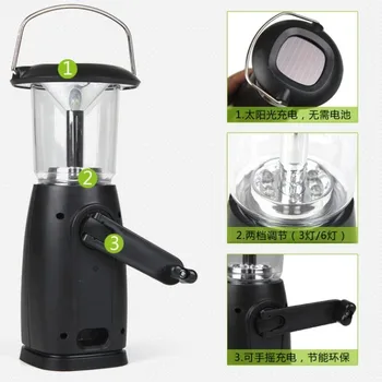 Solar Hand Crank Dynamo 6 LED Lantern camping Flashlight light lamp led solar lantern camping lampe solar camping lamp
Solar Hand Crank Dynamo 6 LED Lantern camping Flashlight light lamp led solar lantern camping lampe solar camping lamp