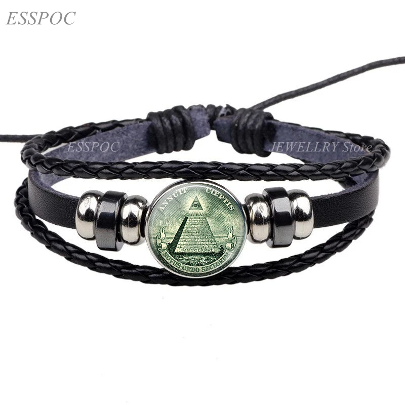 All-seeing Eye Black Bracelet Eye of Providence Glass Cabochon Jewelry Lluminati Dollar All Seeing Mason Pyramid Men Gifts
All-seeing Eye Black Bracelet Eye of Providence Glass Cabochon Jewelry Lluminati Dollar All Seeing Mason Pyramid Men Gifts
